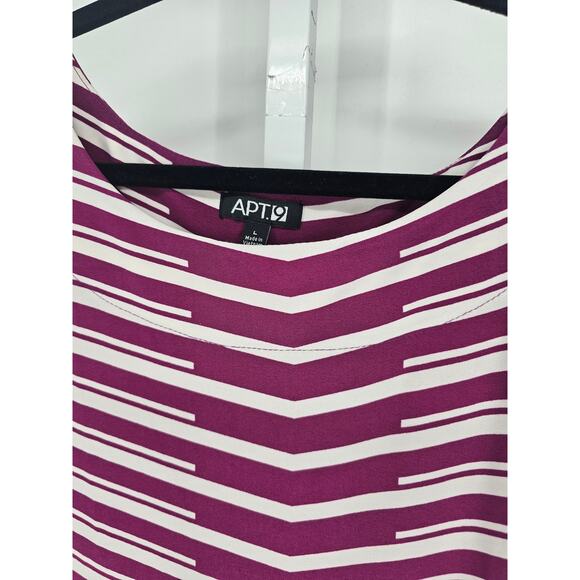 Apt 9 Womens Sz M Knee Length Dress Purple White Abstract Striped Short Sleeve - Picture 3 of 4